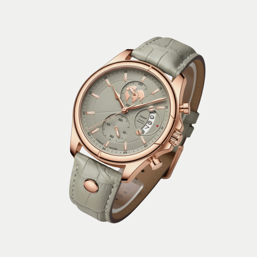 Breckmont Meridian rose gold classic men's watch side view green dial