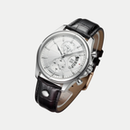 Breckmont Meridian silver classic men's watch side view white dial